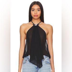 Lovers + Friends Black Halter Blouse